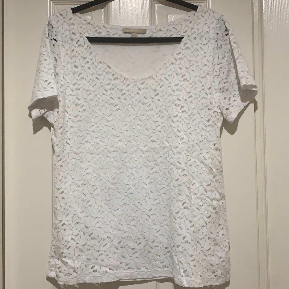Banana Republic Lace Short Sleeve Blouse